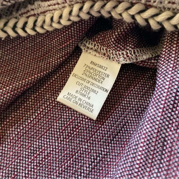 Max Studio Burgundy Tweed Embroidered Trim Pencil Skirt Size XL - Picture 4 of 9